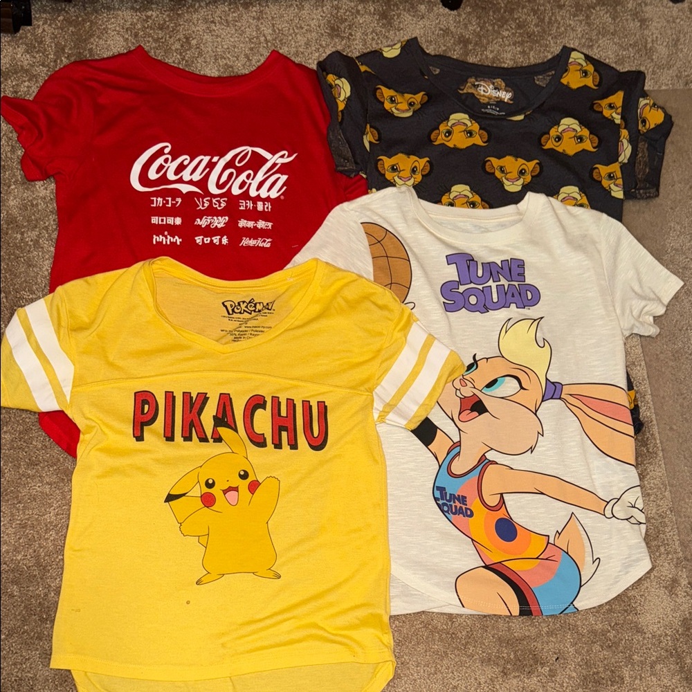 Graphic T-Shirt Bundle - Coca-Cola, Pikachu, Tune Squad, Lion King